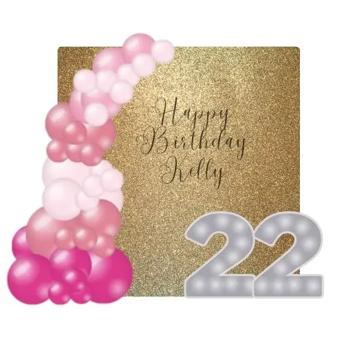 Sequin Wall with Balloons & Light Up Numbers
